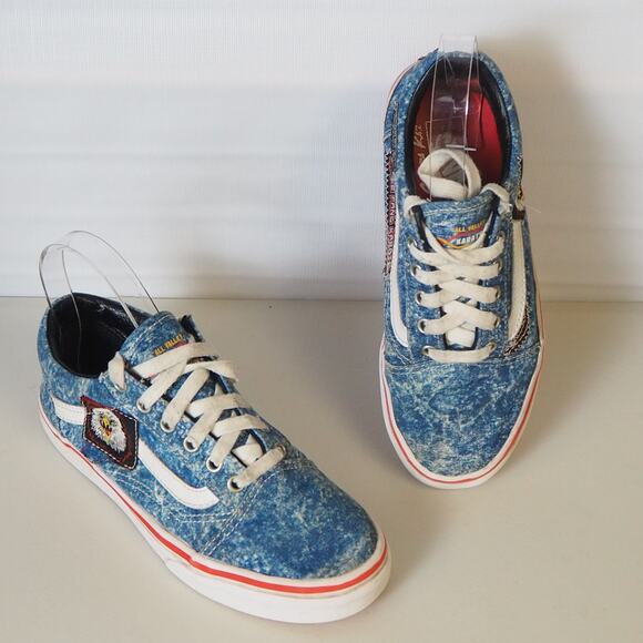 Vans Cobra Kai Karate Kid All Valley Sneakers Sz 2.5 No Mercy Eagle Fang Denim - Picture 1 of 16